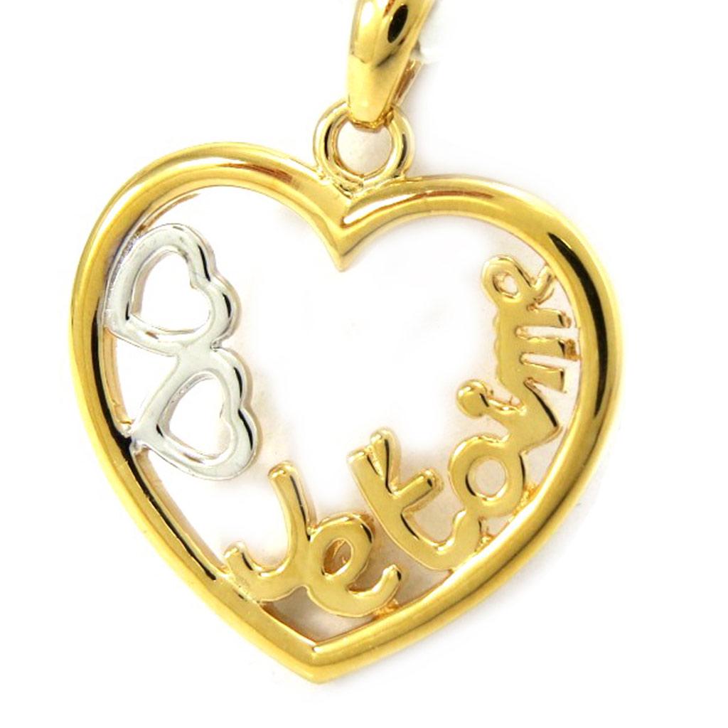 Altesse [G2371] - Two-tone Gold-plated 'Je t'Aime' Pendant