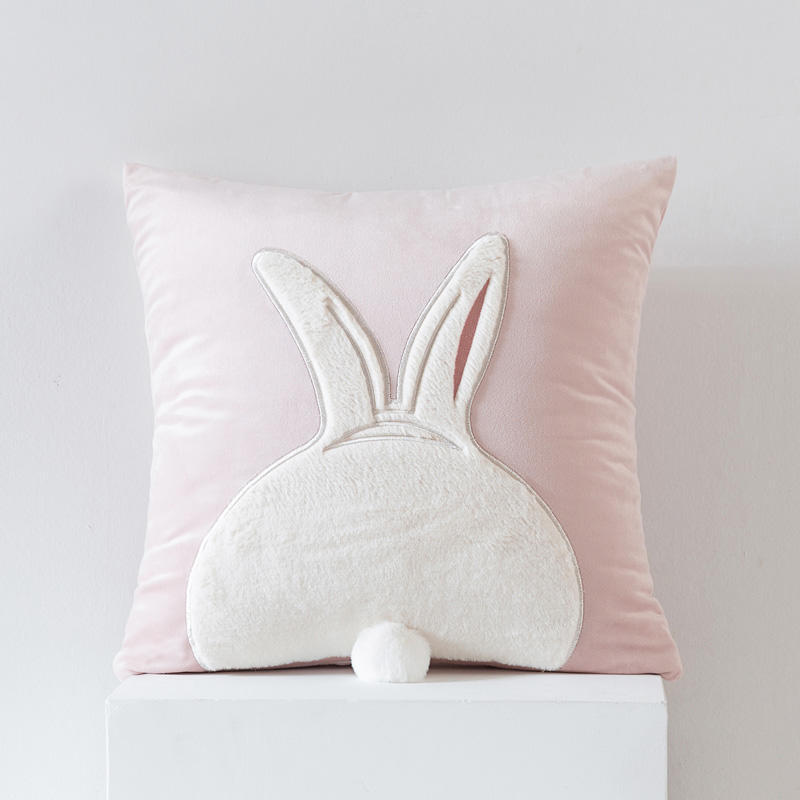 

1pcs Cartoon Rabbit Cat Embroidered Cushion Pillow Cover Cute Home Sofa Decorative Cushion Case Gorgeous 45cm Soft Pillowcase 45x45cm