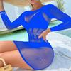 Sex Underwear Hot Diamond Long Sleeve Hip Skirt Hollow Eye Mesh Sexy Clothes