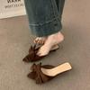 Fashion Bow - Decorated Pointed - Toe Mules | Multi - Color Retro Suede Casual Stylish Slippers
