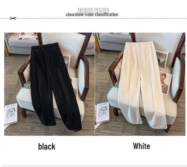 Extra Large Plus-Size Women's Winter High Waist Velvet Pants, Loose Fit, Size 300 Jin (up to 200 Jin available)
