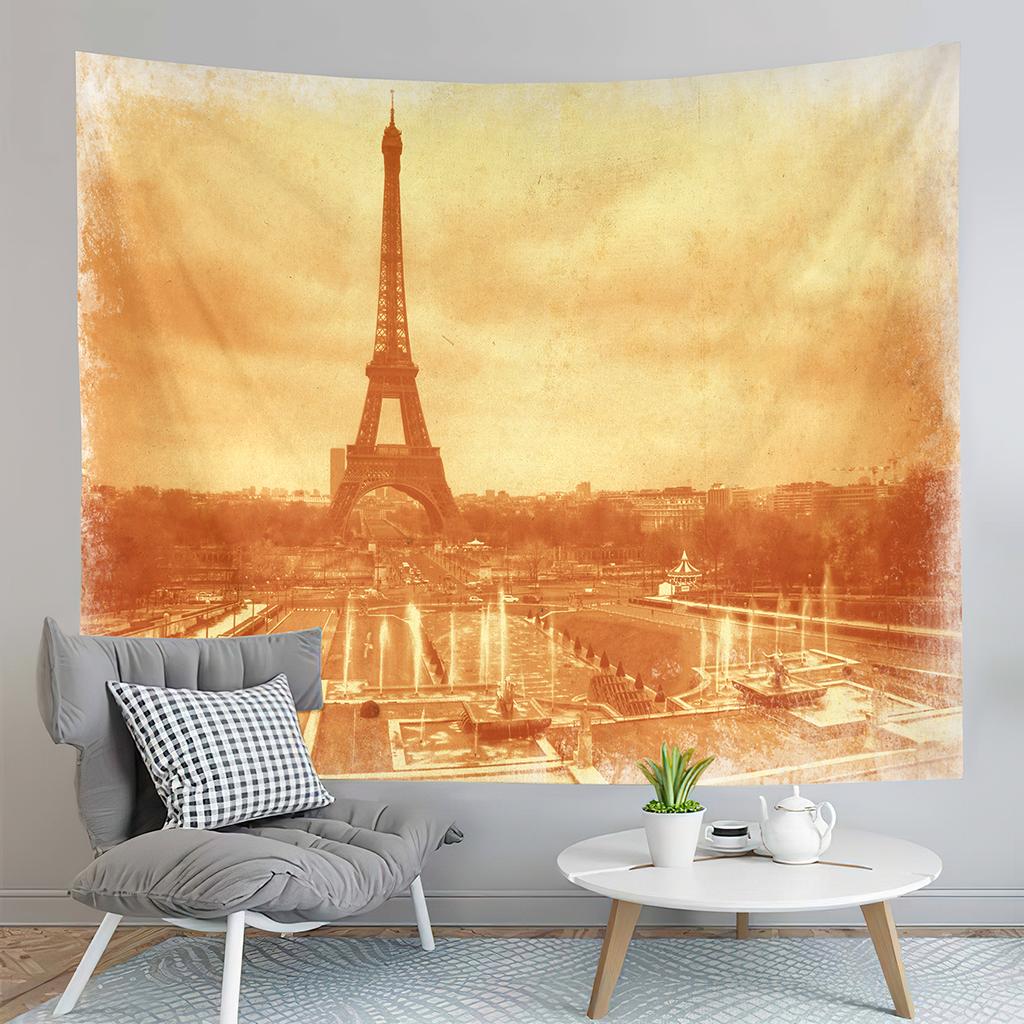 Paris Eiffel Tower Tapestry Sunset Night View Tapestry French Landmark Tapestry Living Room Bedroom Dorm Wall Hanging Blanket