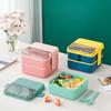 1pc 1100ML Plastic Lunch Box with Fork and Spoon Microwave Sealed School Office Worker Portable Fruits Snack Box Food Tupperware