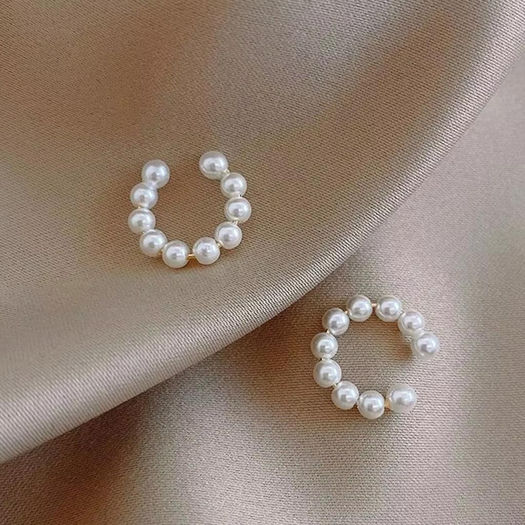 Orecchini a Clip C-shaped Eleganti in Perle Sintetiche Coreane da Donna, Anello per Orecchio Senza Foratura, Orecchini Minimalisti, Gioielli alla Moda