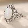 Vintage Inlaid Faux Opal Women's Ring Dazzling CopperColor Hand Carving Hollow Daily Wear Party Jewelry Anniversary Gift