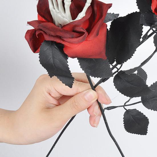 5Pcs Skeleton Hand Simulation Flower Artificial Roses Halloween Horror Decoration Black Fake Flowers Gothic Artificial Flowers