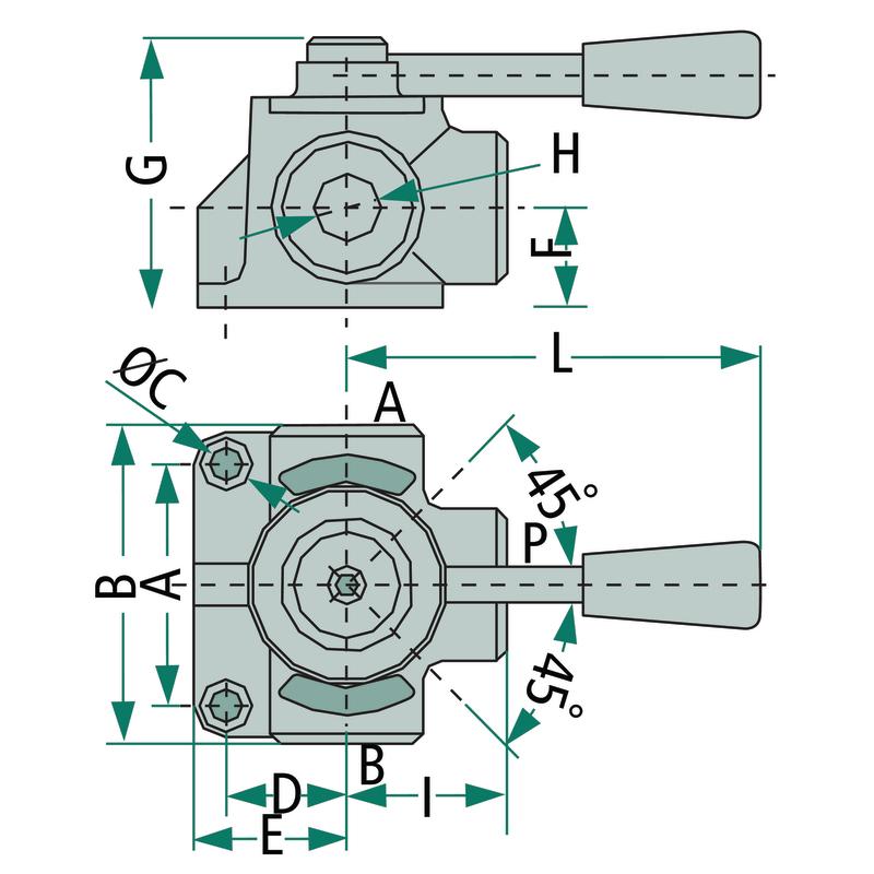 Three-way valve 85mm 43mm 24mm GRANITE 358-30-12