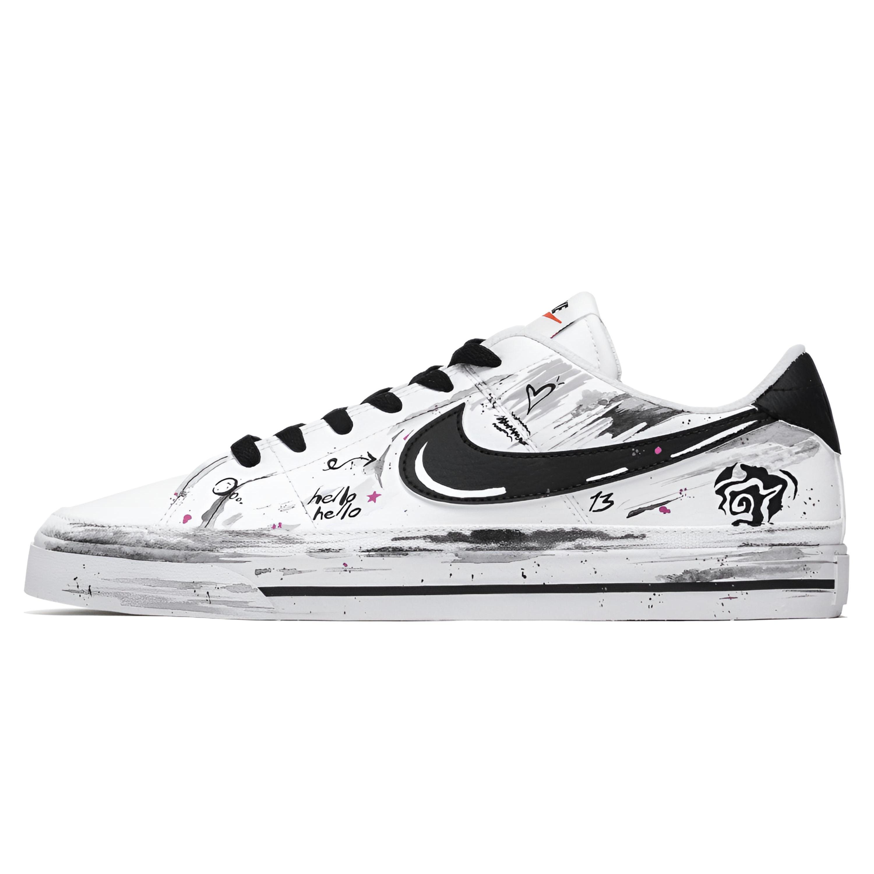 Nike Court Legacy Great Journey West, Eternal Night Abrasion Resistant Low top Skateboard Shoes Men s White DH3162-101(Team256-) 42