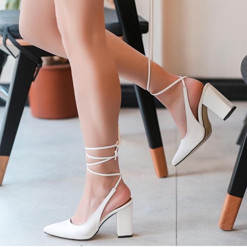 Türkis Kunstleder Pumps mit dickem Absatz für Damen Knöchelriemen Sandalen für Damen Freizeitschuhe Ma-028