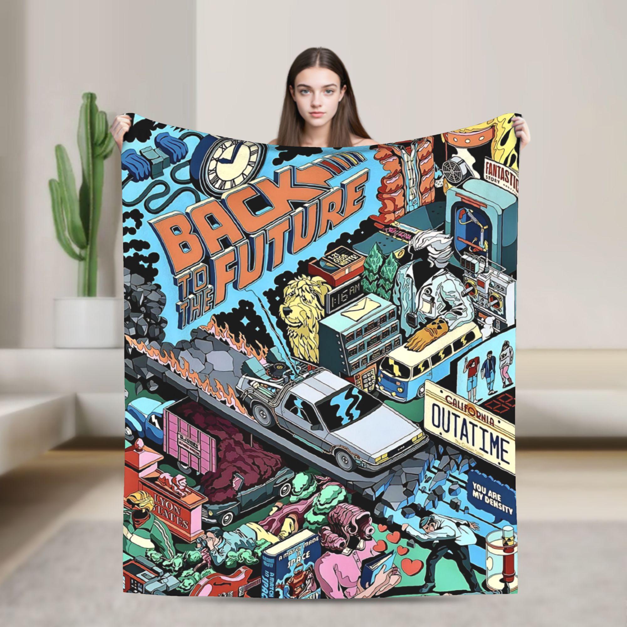 Soft Blanket Airplane Travel Back To The Future Throw Blanket  Flannel Bedspread For Bedroom Street Trend Sofa Bed Cover 75x90cm