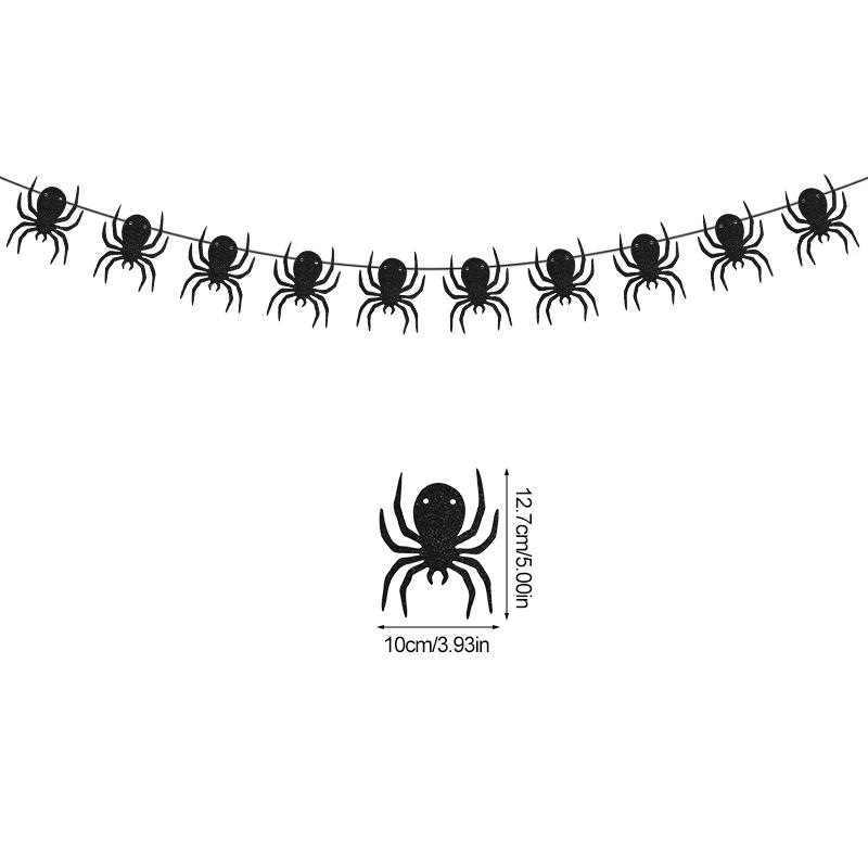 2.4m Halloween Hanging Garland Bat Ghosts Spider Pattern Paper Banner Happy Halloween Decorations Home Supplies