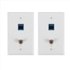 2 Packs Ethernet Coax Wall Plate Outlet with 1 Cat6 Port and 1 Gold-Plated Coax F Type Port RJ45 Wall Plates