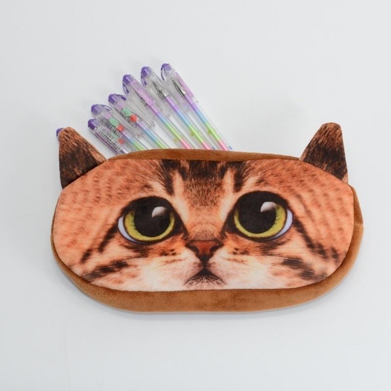 1 Stück 3D Katzenmuster Druck Federmäppchen Material Stifttasche Beutel Plüschbox Schulsachen