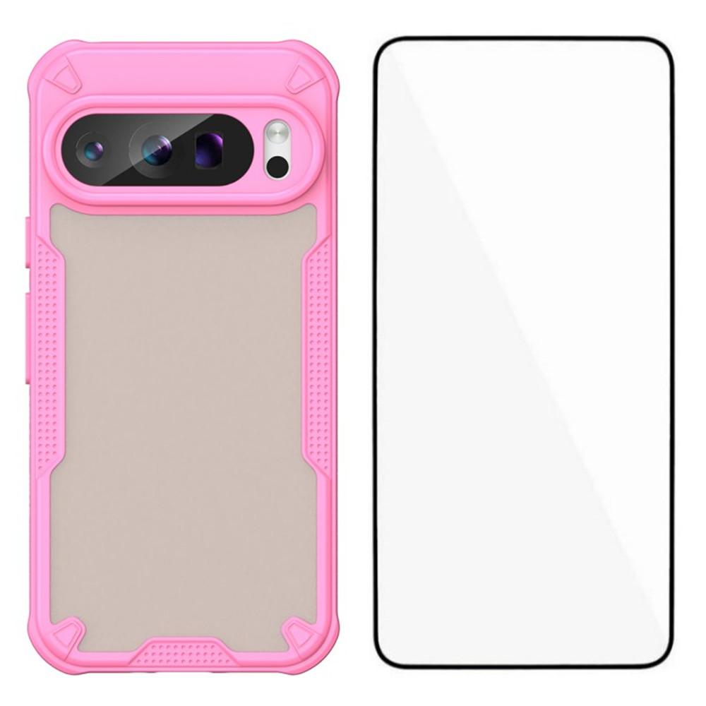 

Серия WANLONFENG MFFJ Для Google Pixel 9 Pro XL Чехол Противоударный ТПУ+Акрил Задняя крышка телефона с защитной пленкой для экрана Pink