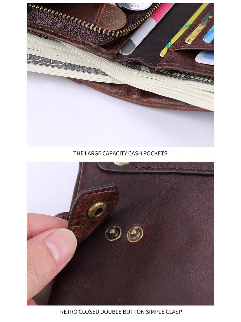 Men's Vintage Crazy Horse Leather Wallet: Cross-Border Coin Purse & Retro Card Holder