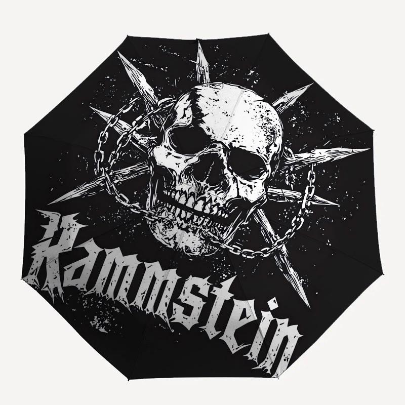 1pc Rammstein Skull and Crossbones Umbrella with Plastic Handle,Suitable for All Seasons Home Travel Outdoor UmbrellaM962
