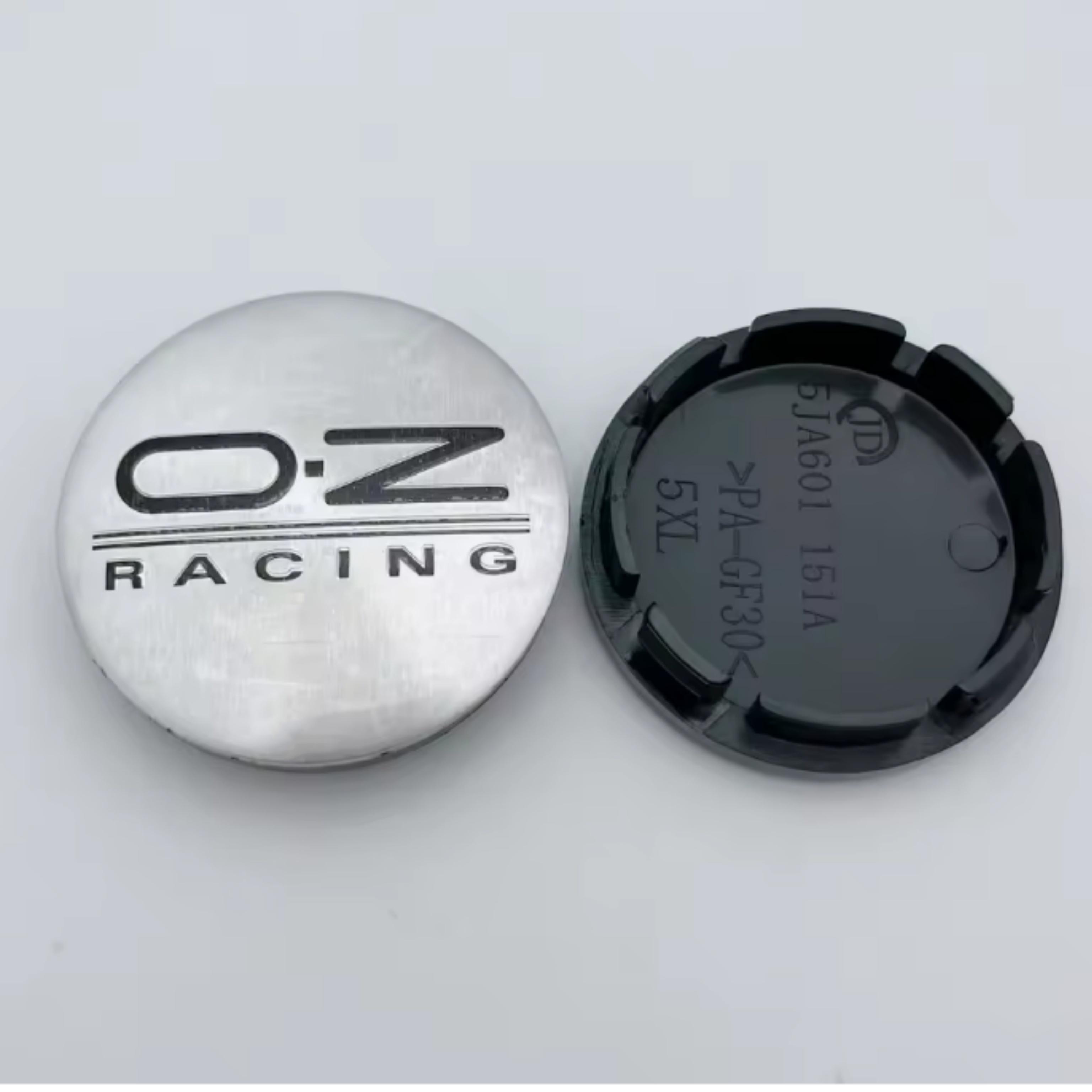 4Pcs 56mm Car Wheel Center Caps With OZ O.Z Racing Logo Emblem Wheels Hubcaps Auto Hub Rim Cover Replace Car Accessories Silver&Black