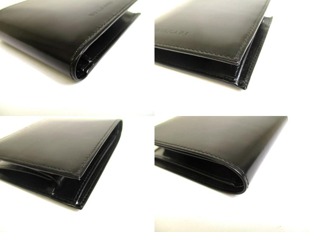 Authentic BVLGARI Black Leather Bifold Men Wallet Compact Wallet #a887  Refurbished