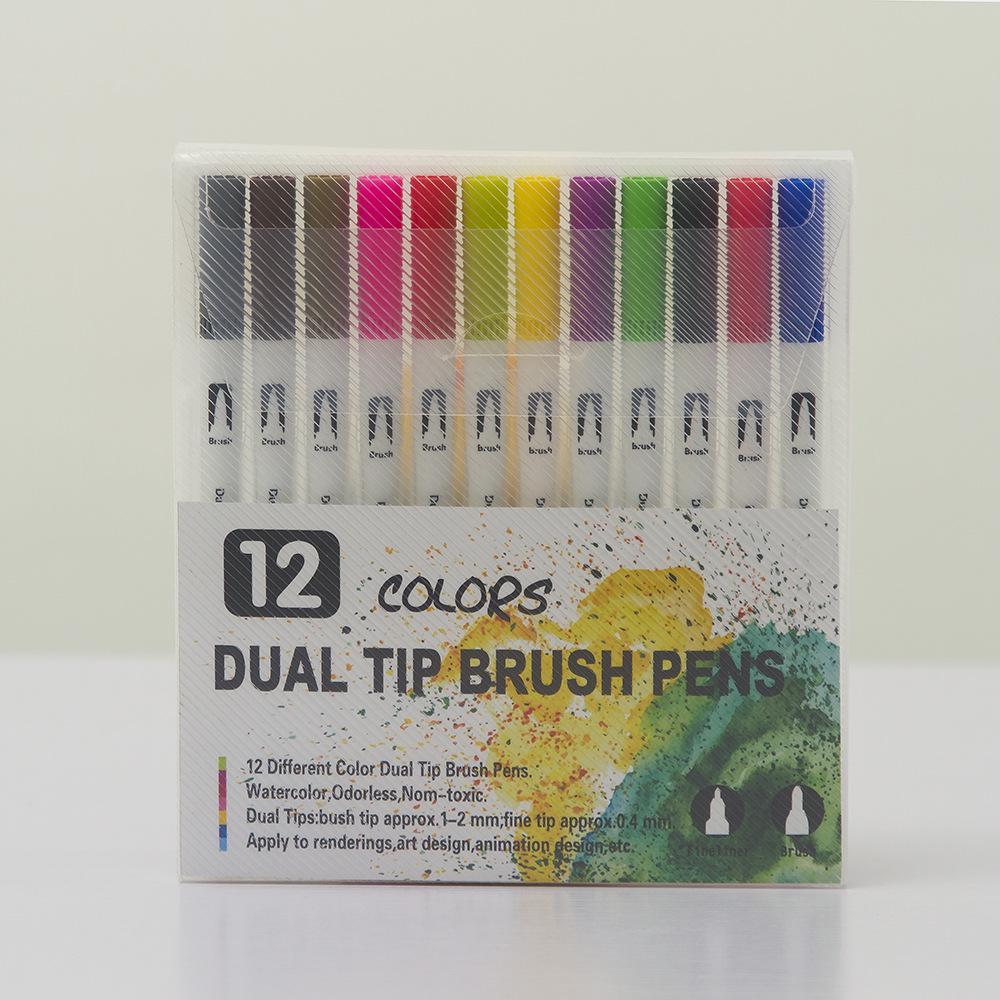 

Washable Double-Ended Watercolor Markers with Soft Tips for Kids Art Colored
