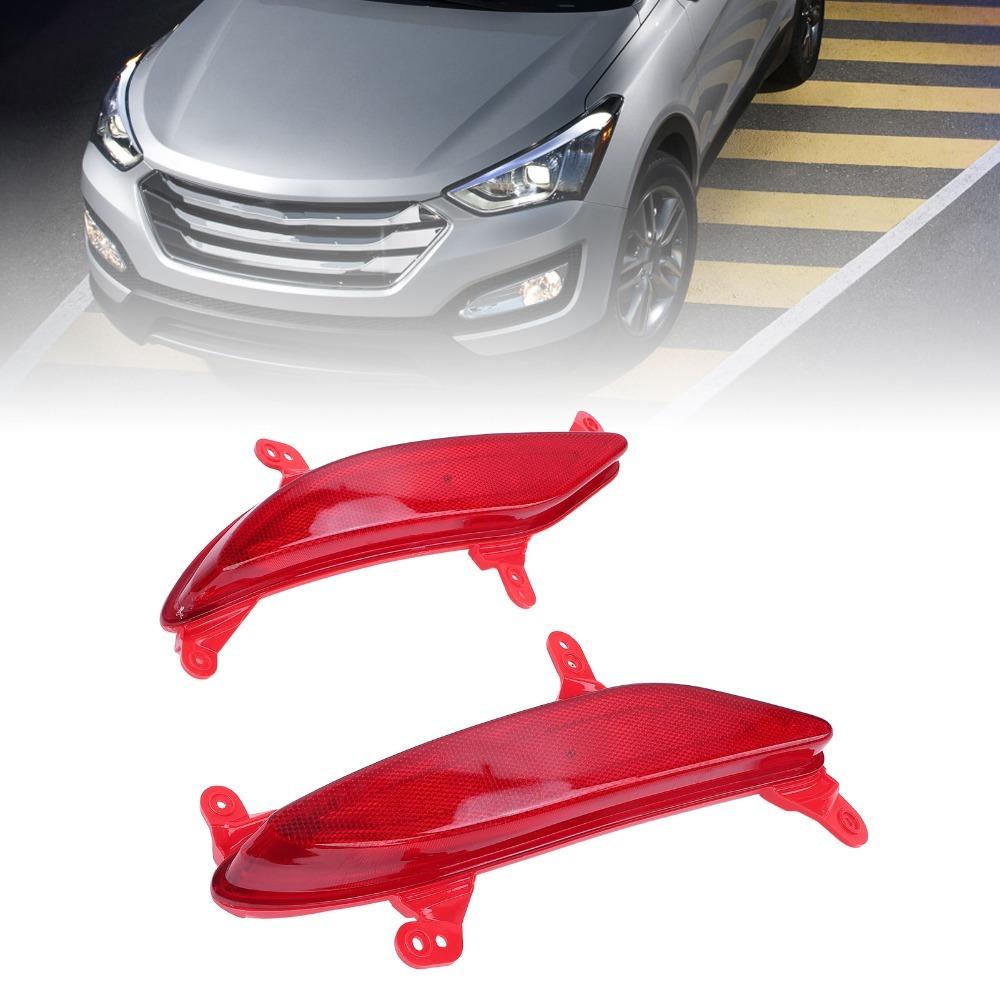 2PCS Red Rear Bumper Reflector Strip Cover for Santa Fe Sport 2013-2016 for Santa Fe Sport 2013-2016