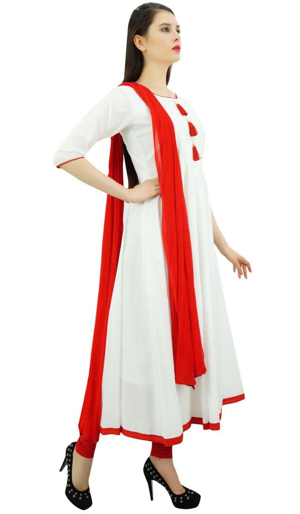 Atasi Damedesigner Anarkali Svart Salwar-drakt Etnisk indisk bomull