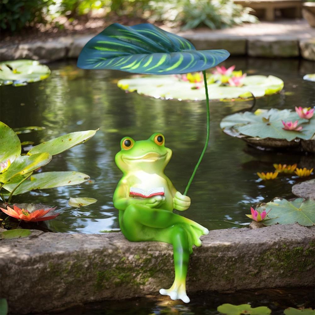 Frog Garden Statue Resin Funny Frog Figurines Animal Sculpture for Garden Yard Patio Fairy Garden Accessories