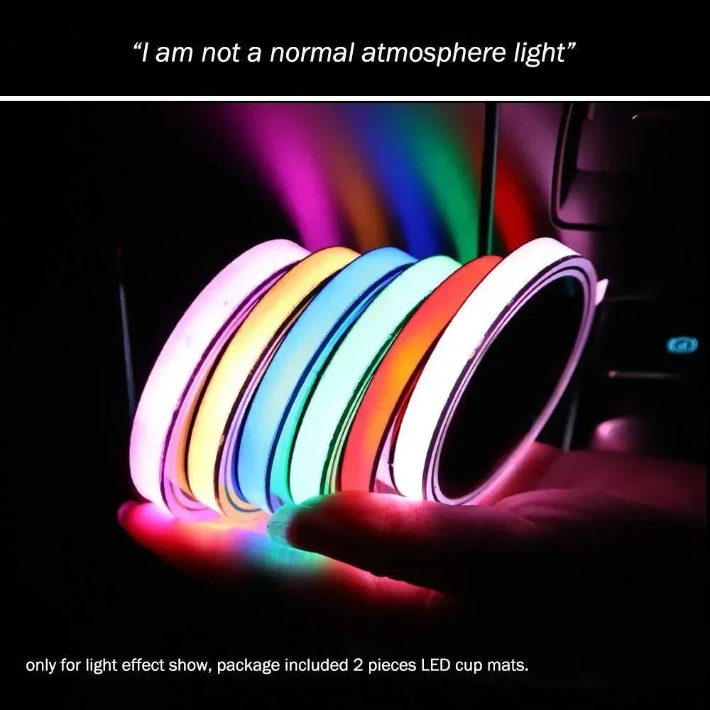 BAGE7 2026 Car Sticker 2PCS New LED Cup Holder Light Mats Car Coasters For BMW E90 F20 F30 F34 F36 F10 F15 G20 G30 G32 G01 G02 G05 X1