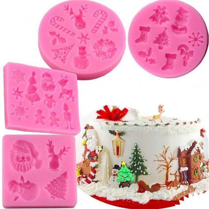 6pcs Christmas Mold Silicone Diy Christmas Tree Decoration Silicone Epoxy Resin Mold Cake Accessories Diy Baking Tools