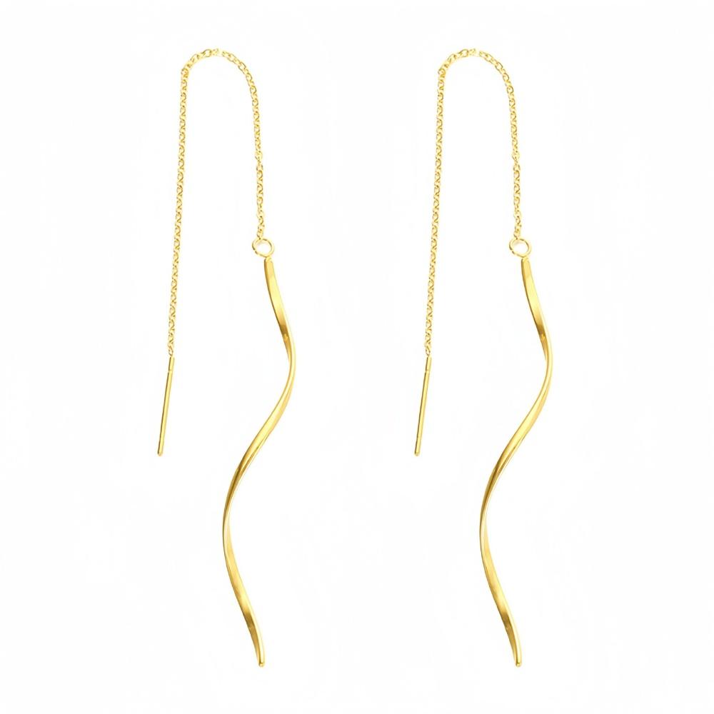 

Stainless Steel Elegant Curve Lines Stud Earrings For Women Gold Color Geometric Fashion Ear Jewelry Wedding Party Gifts New In