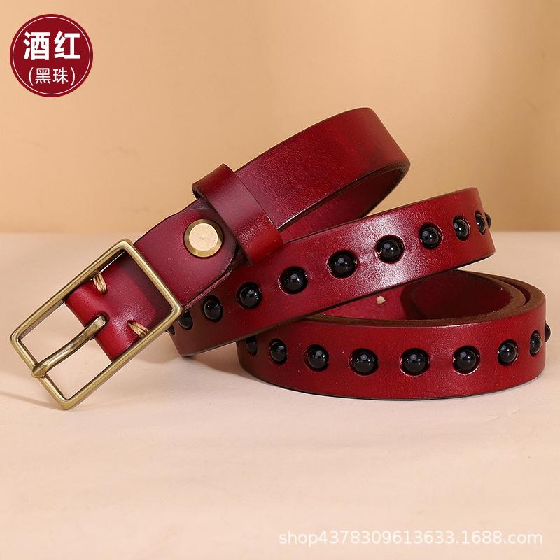 Women's Belt Women's Ins Style Fashion All-Match Trendy BF Style Retro Practical Leather Pin Buckle with Jeans Belt