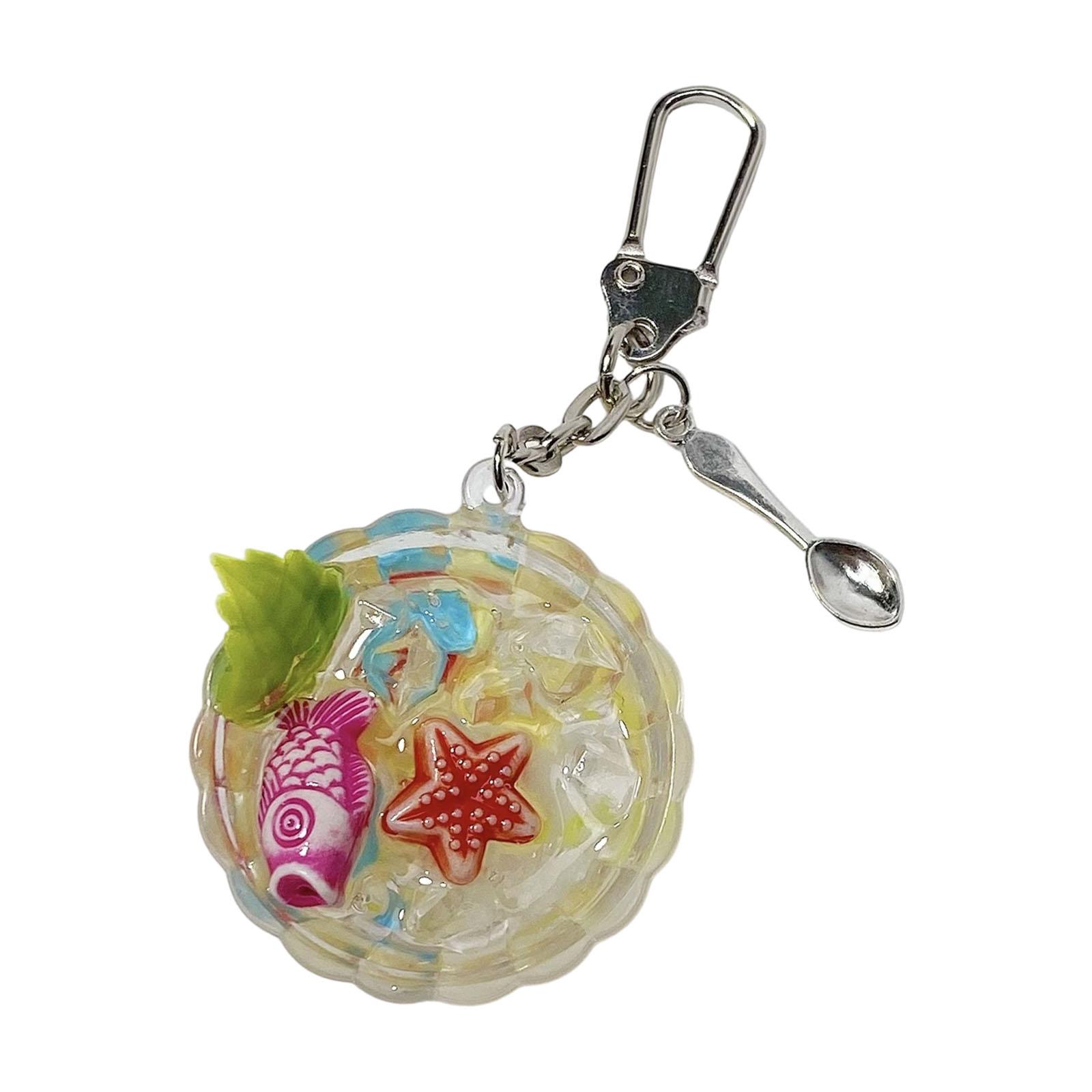 

Unique Resin Ice Bucket Keychain with Glowing Fish Fish Decoration Stylish Bag Or Phone Accessory for Women жёлтый