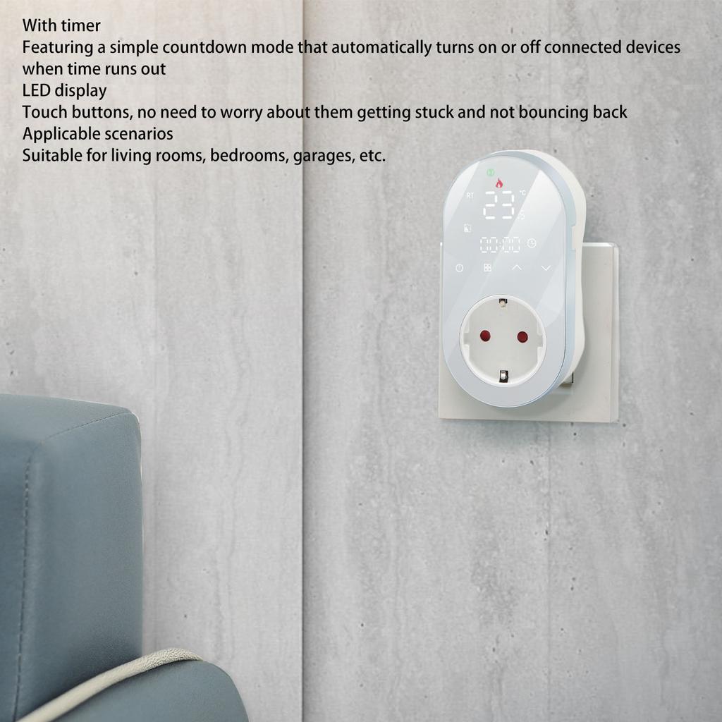 LED Digital Temperature Control Socket Programmable Plug in Thermostat Controlled Outlet for AC Floor Hting 16A