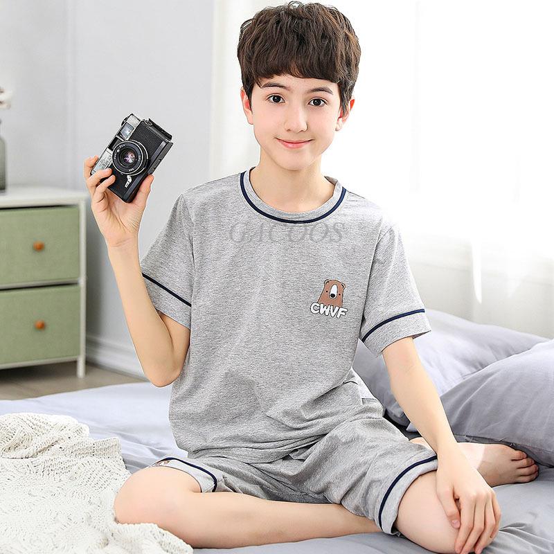 Baby Boys Pajamas Summer Short Sleeved Children's Clothing Sleepwear Teen Pajama Cotton Pyjamas Sets for Kids 6 8 10 12 14 Years