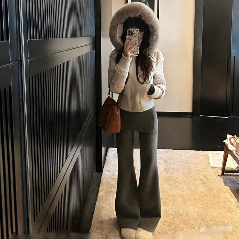 Womens Short Hooded Down Jacket Faux Fox Fur Trim Slim Fit Winter 2026 Warm Coat