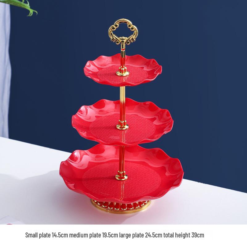 Luxusní vícepatrový stojan na ovoce a občerstvení: Třípatrový držák na dezerty a cukroví do obývacího pokoje