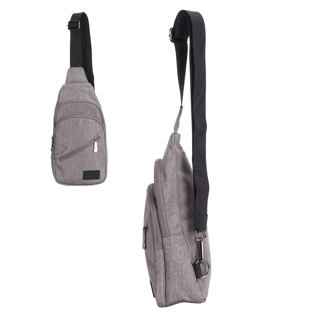 OX PLOUGH Men s Chest Bags Waterproof Casual Chest Sling Bag Polyester Shoulder MessengerLight Grey