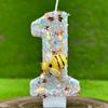 Little Bee Theme Birthday Number Candles Theme Birthday Candles for Cake Numeral Candle Cake Topper with Sequins for Birthday