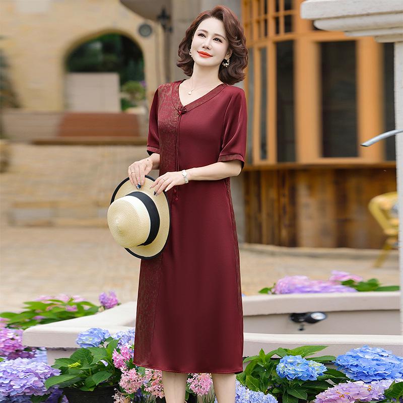 

Plus Size Floral Slimming Midi Skirt for Women - 200 Jin Tummy Concealing Dress 4XL (140-160 jin)