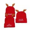 2025 Autumn and Winter New Wool Hat Women's Red Letter Embroidered Pullover Hat Elk Horn Knitted Hat Christmas