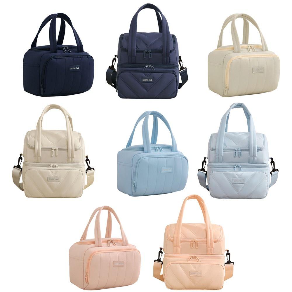 New Reusable Lunch Bag Double Layered Large Capacity Lunch Box Bag Insulated Lunch Pack Office Workers