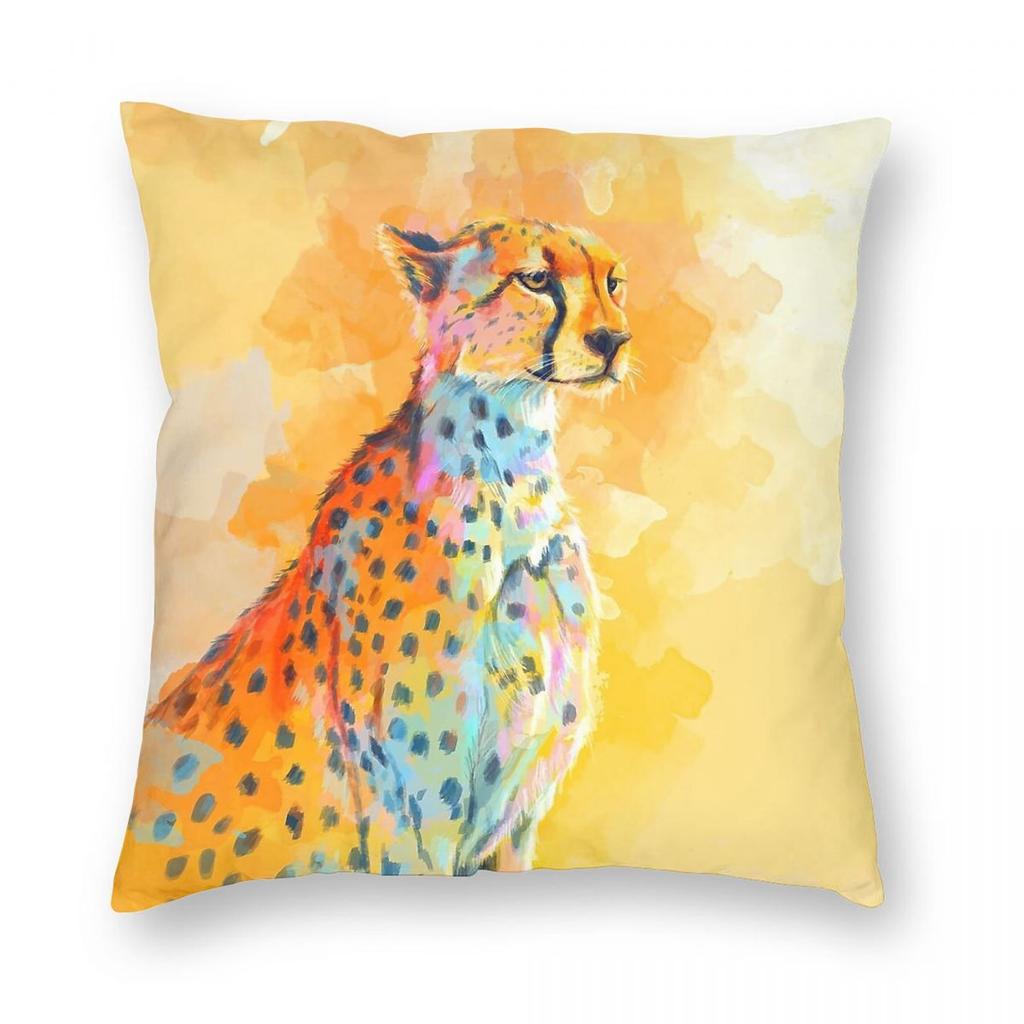 Wild Grace Cheetah Square Pillowcase Polyester Linen Velvet Pattern Zip Decor Bed Cushion Cover