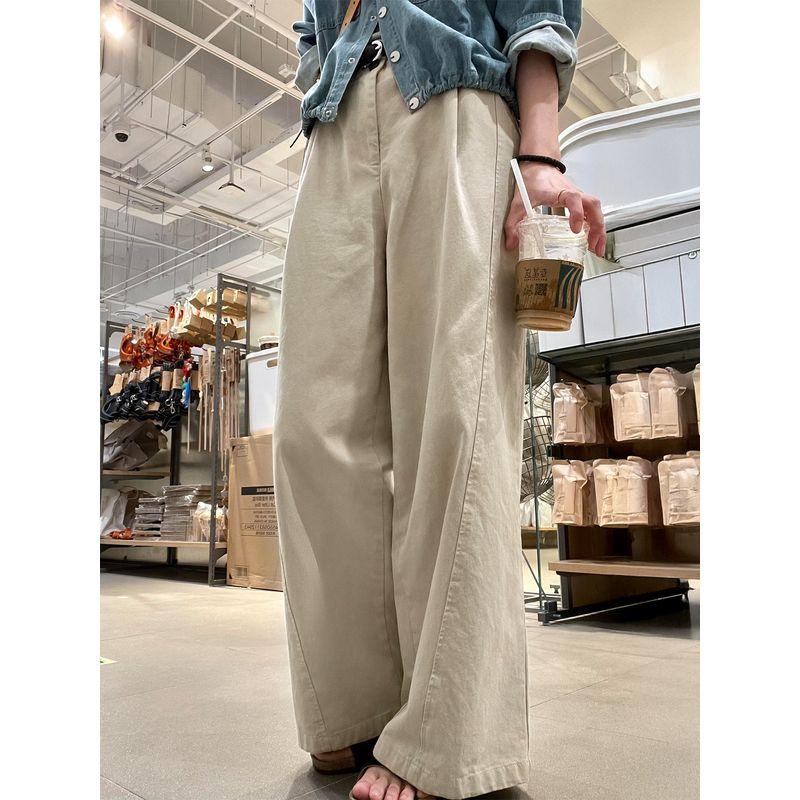 

Khaki Wide-Leg Cargo Pants for Women, New Spring Style, Loose Fit, Slimming, Japanese Style, Relaxed and Lazy Vibe Pants Light Khaki 3XL(Suggestion 80-90kg)