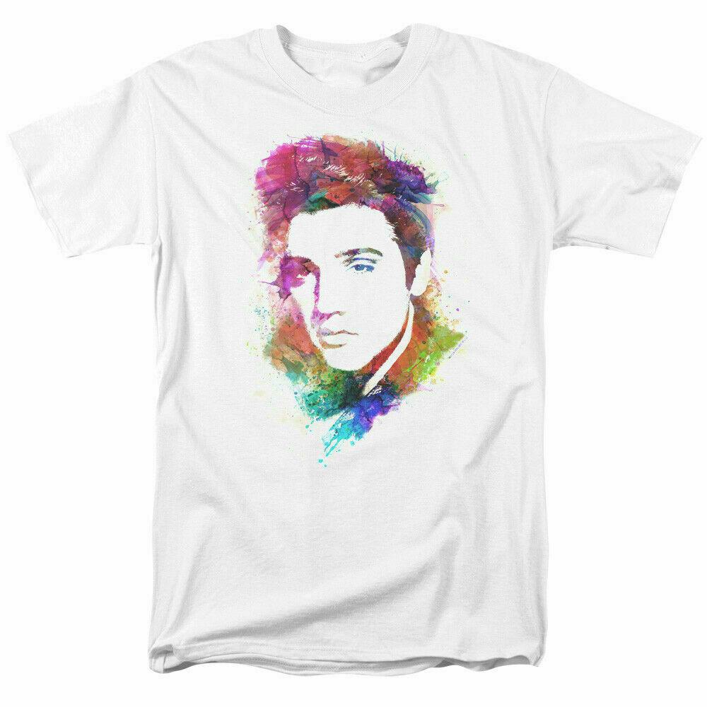 Elvis Presley Watercolor King T Shirt Licensed Rock N Roll Music Band Tee White S