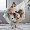 Tuniu Cute Snowman Plush Fleece Blanket for Winter Home Decor, Sofa Bed Living Room Warm Throw Blanket