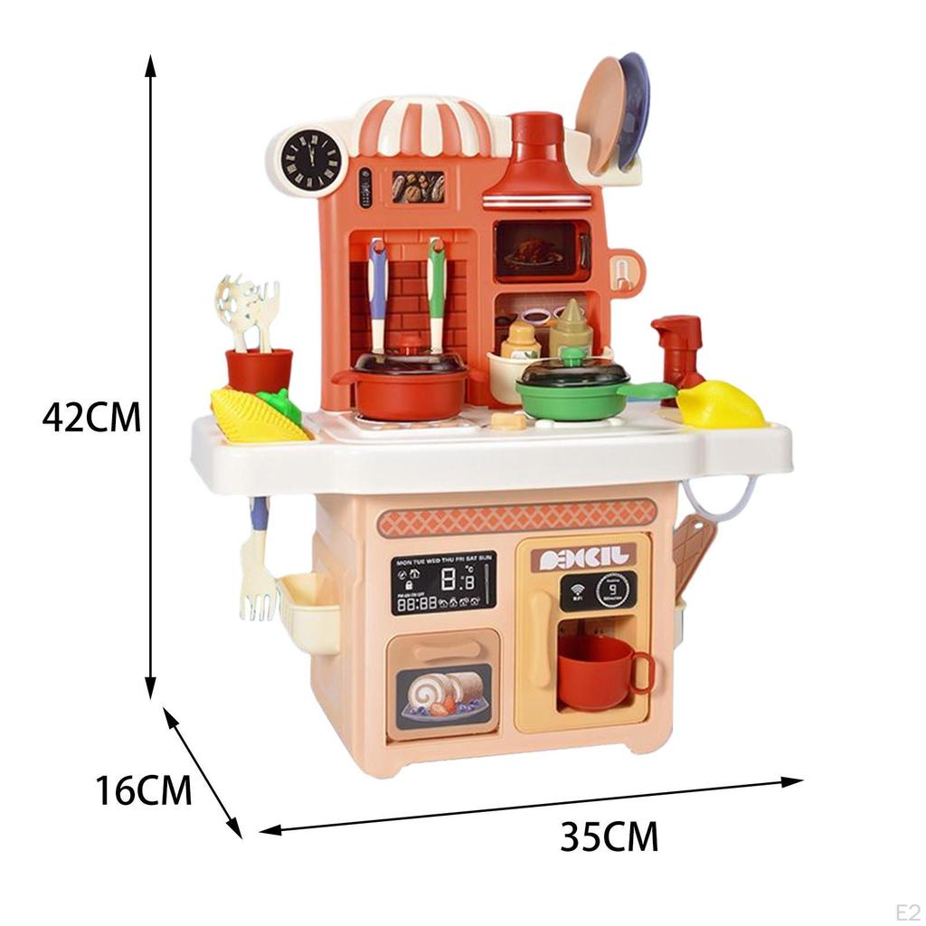 Kitchen Playset Cookware Accessories Pretend Play Set with Sounds Realistic Lights for Boys