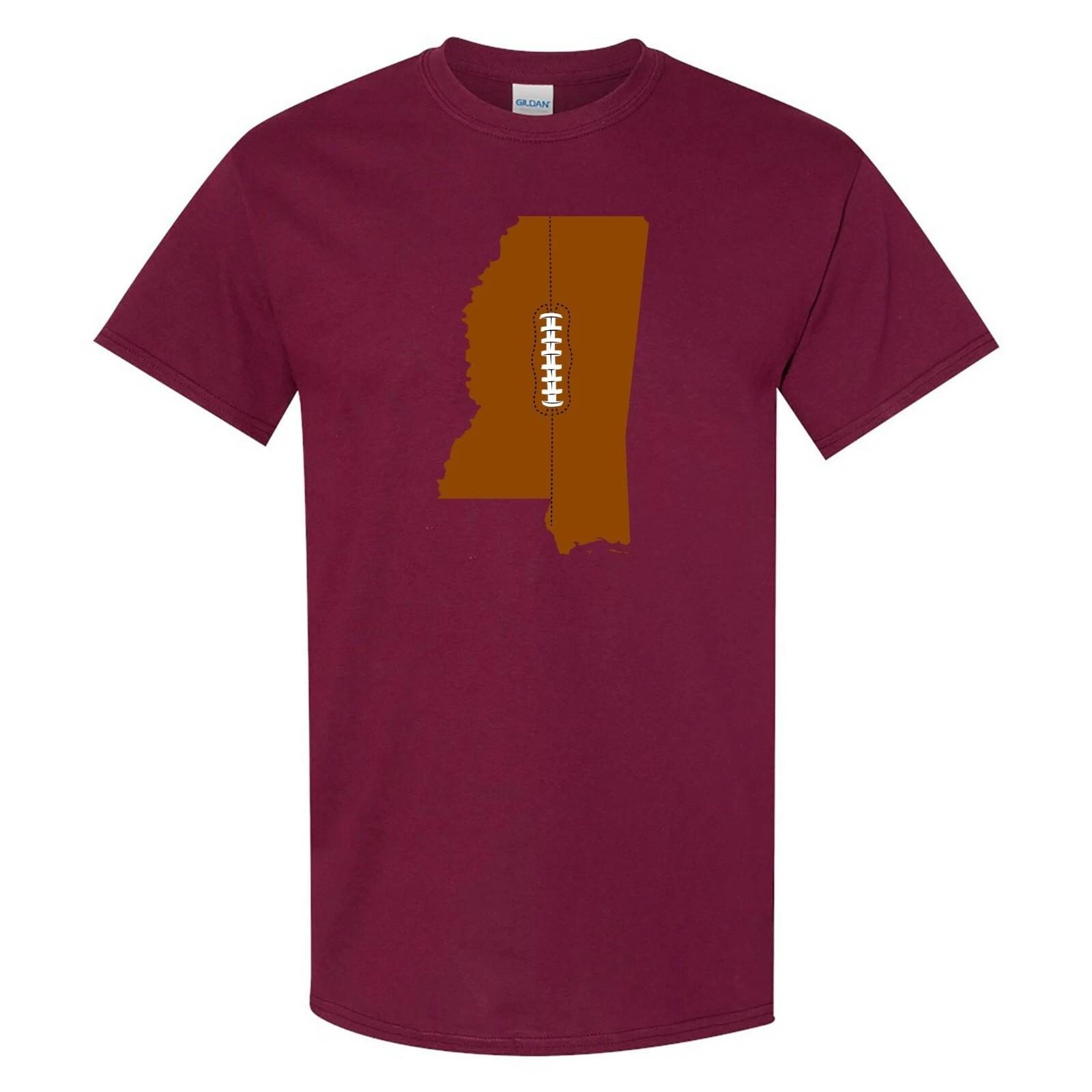 Mississippi Football State Shape - Hometown Pride T Shirt - Maroon L