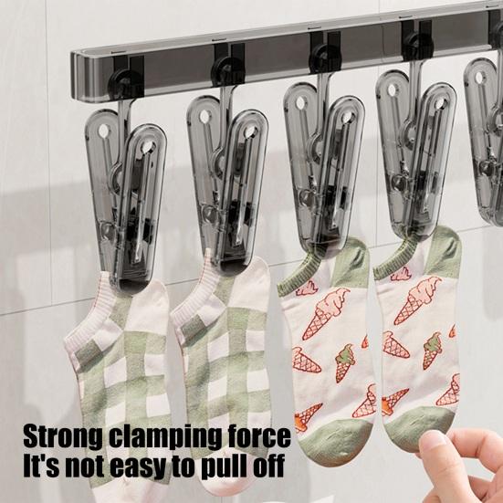 Yousheng Sock Drying Rack Wall Mounted Rotate Drying Hangers 28 Clips Strong Load-bearing Simple Installation Bathroom Laundry Rack