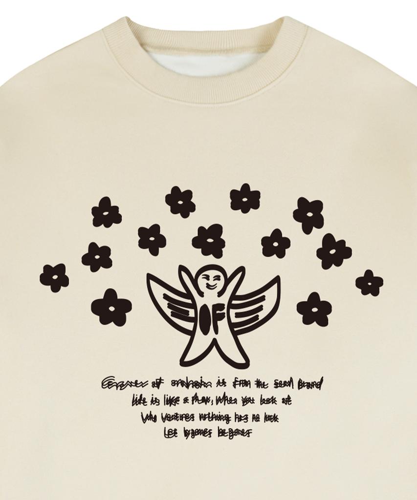 GRAVER [Unisex] Of Angel Flower Sweatshirt_Cream