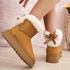 Fashion Sweet Lace Up Bowknot Decoration Furry Snow Boots Women 2025 Winter Soft Thick Bottom Fur Ankle Boots Warm Short Plush Booties