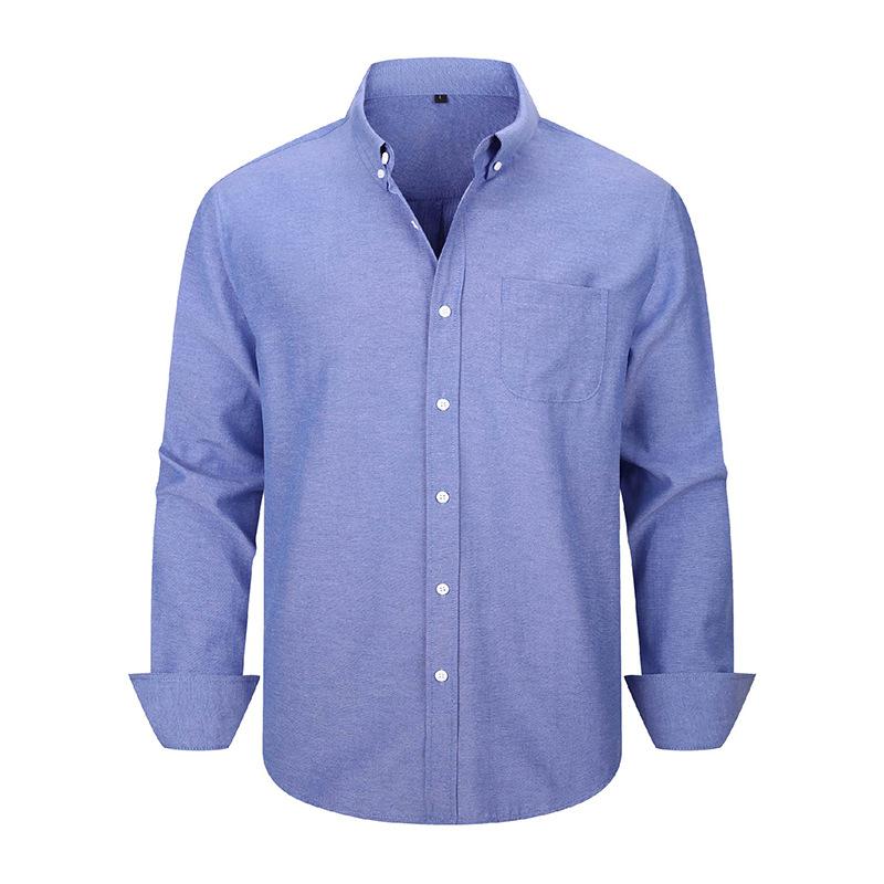 Men Long Sleeve Solid Color Casual Oxford Shirt Plus Size